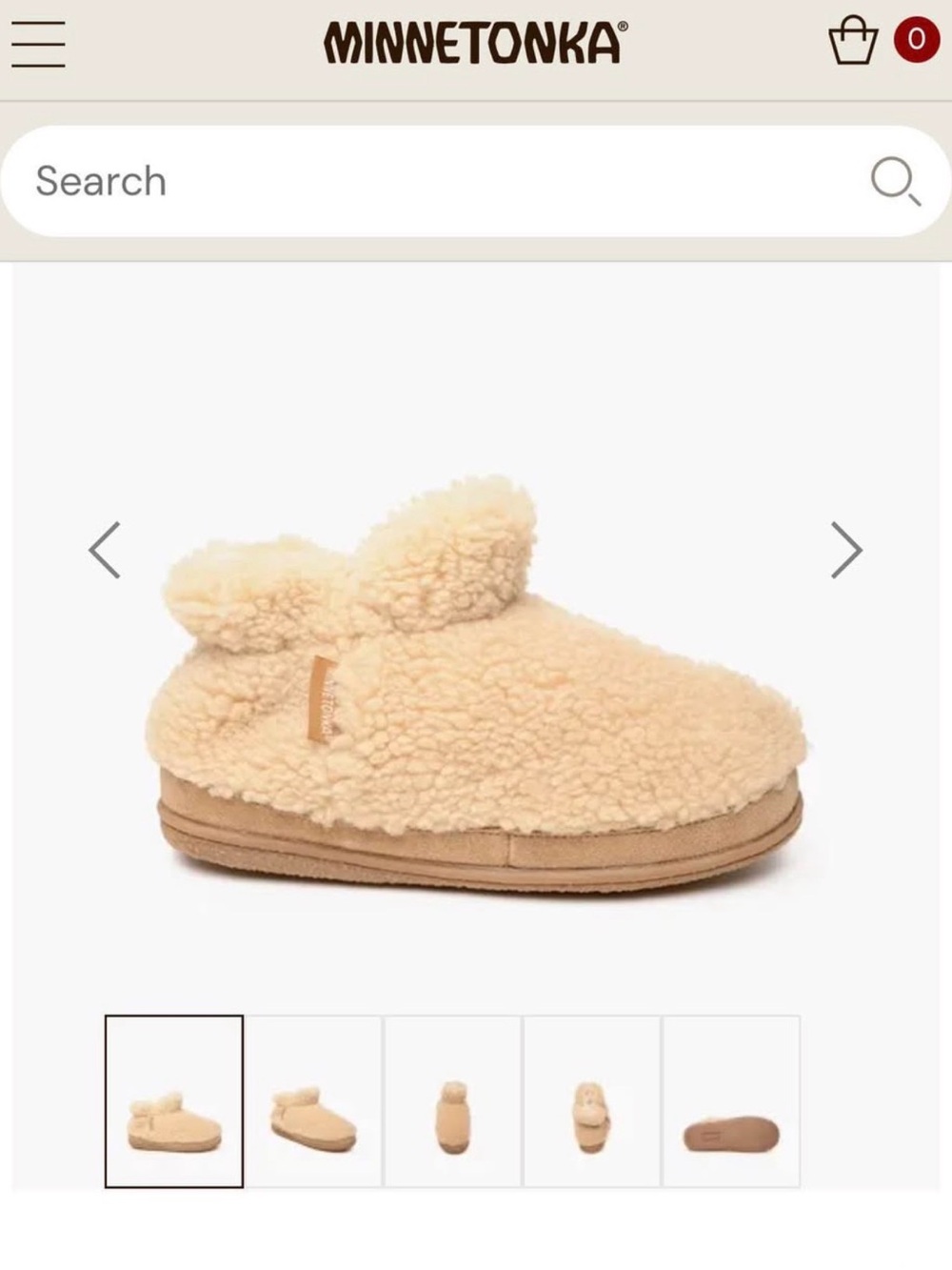 Minnetonka Cozy Shearling Slip-On Slipper in Cream/Tan